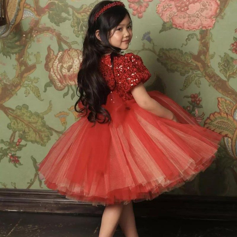 女童元旦晚会主持人小提琴演奏钢琴演出晚礼服儿童影楼拍摄公主裙