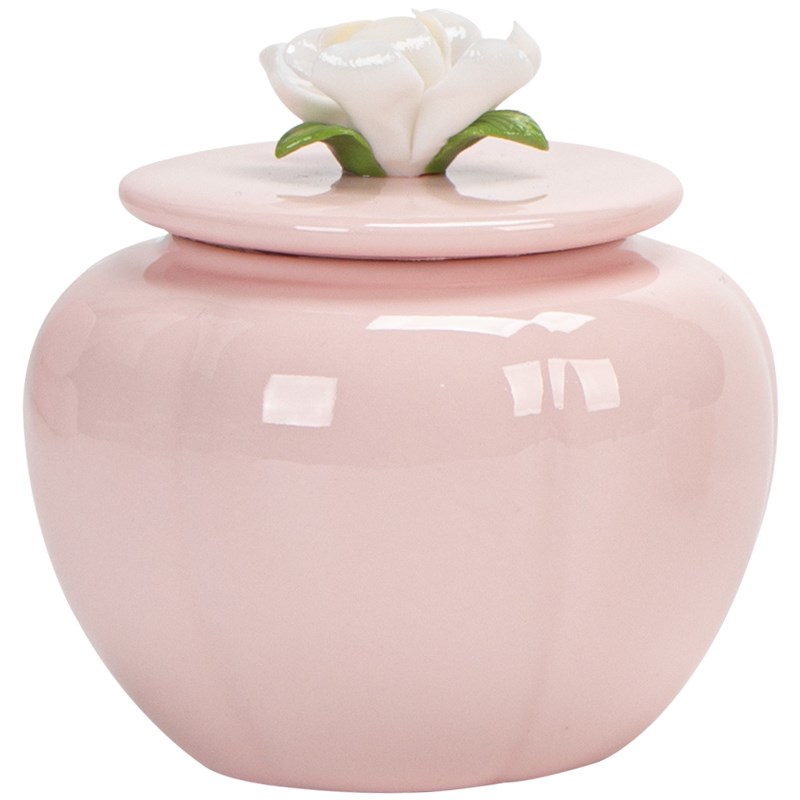 手捏花粉色茉莉花茶叶罐茶罐密封罐子瓶子女士可爱风家用办公陶瓷