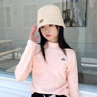 新款秋冬加绒女童打底衫中高领纯棉长袖t恤保暖儿童厚实上衣T白色