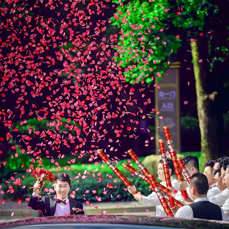 结婚礼花筒花瓣雨9000片4支 婚礼接亲手拿礼炮手拧式喷花炮筒婚庆