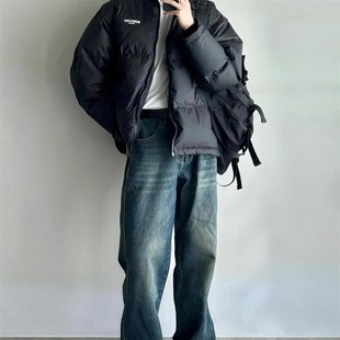 男装高级感穿搭套装冬季日杂风棉服外套冬装一套搭配直筒长裤男装