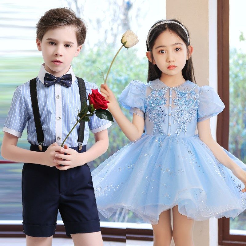 幼儿园毕业服装儿童表演服大合唱演出服小学生男童礼服女童公主裙