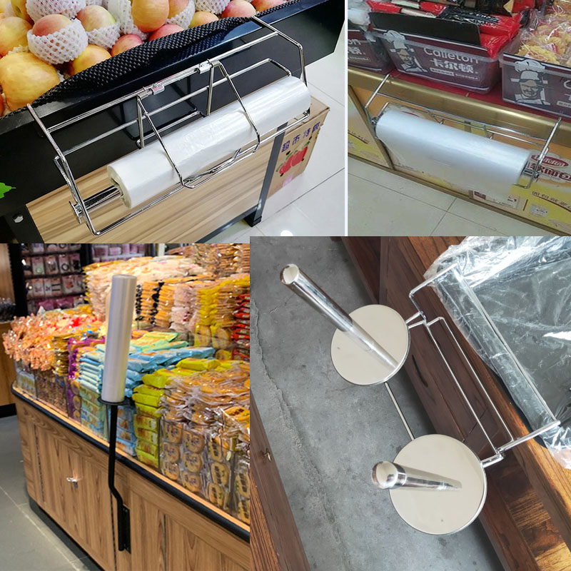 超市散称区连卷袋支架购物袋支架立地台式带湿手器挂式连卷袋支架