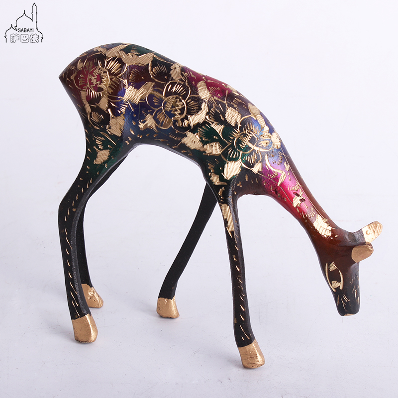 巴基斯坦铜器动物雌雄对鹿手工艺术摆设一鹿有你婚房情侣鹿摆设