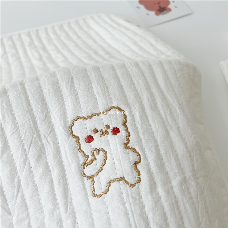 韩式可爱绗缝刺绣婴儿平枕036个月新生儿枕头枕巾透气枕垫