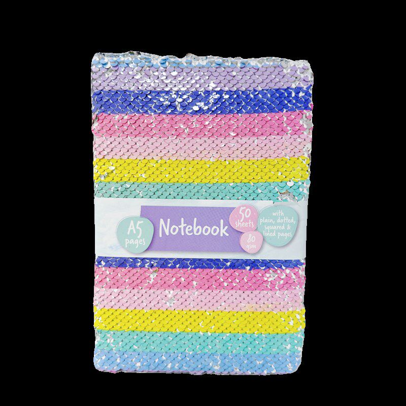 出口单~超美彩虹亮片A5记事本子女孩礼物翻转DIY手账日记本学生