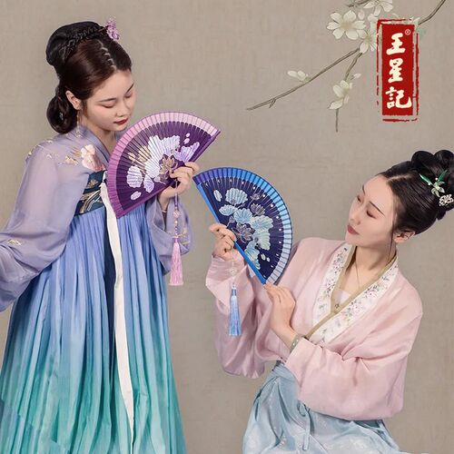 杭州王星记扇子莲折扇古风汉服工艺女扇礼品扇舞蹈扇子