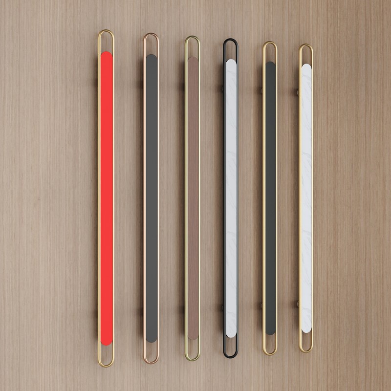 高档仿大理石胡桃木酒店包厢实木门拉手现代金色有框门玻璃门把手