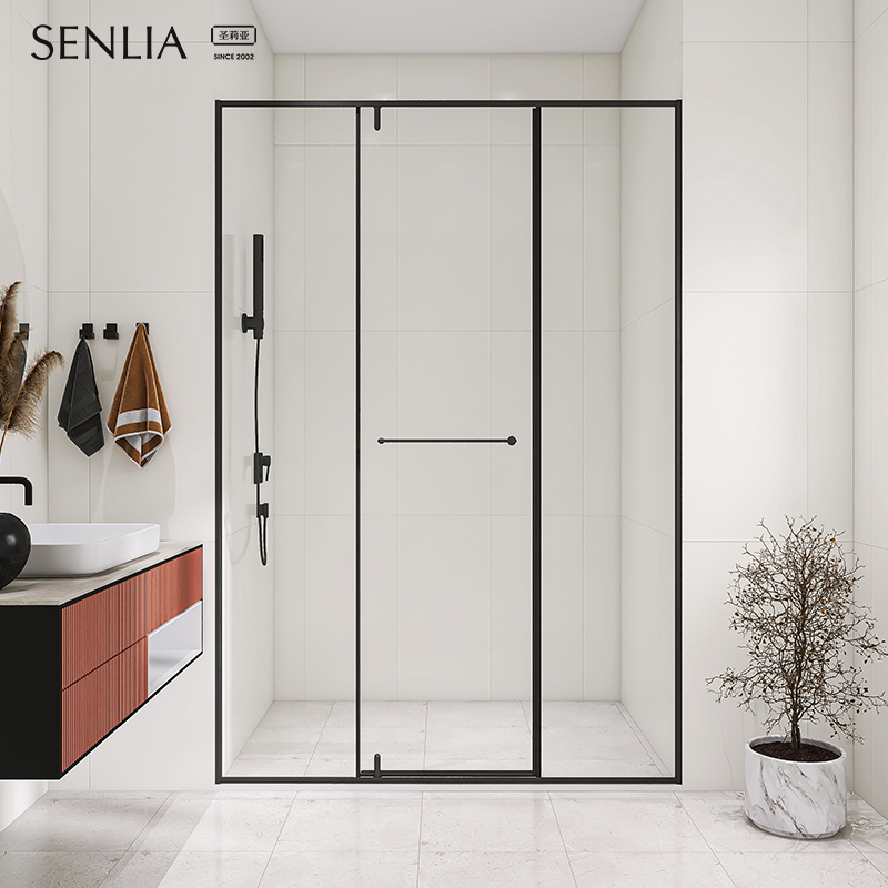 圣莉亚淋浴房一字型极窄推拉门定制家用干湿分离浴室隔断玻璃门