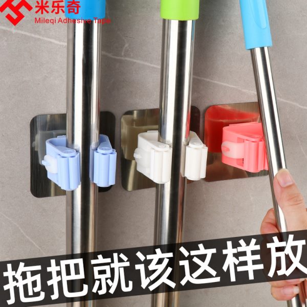 强力胶高粘度粘钩厨房厕所卫生间门后拖把免钉挂钩拖布夹创意浴室