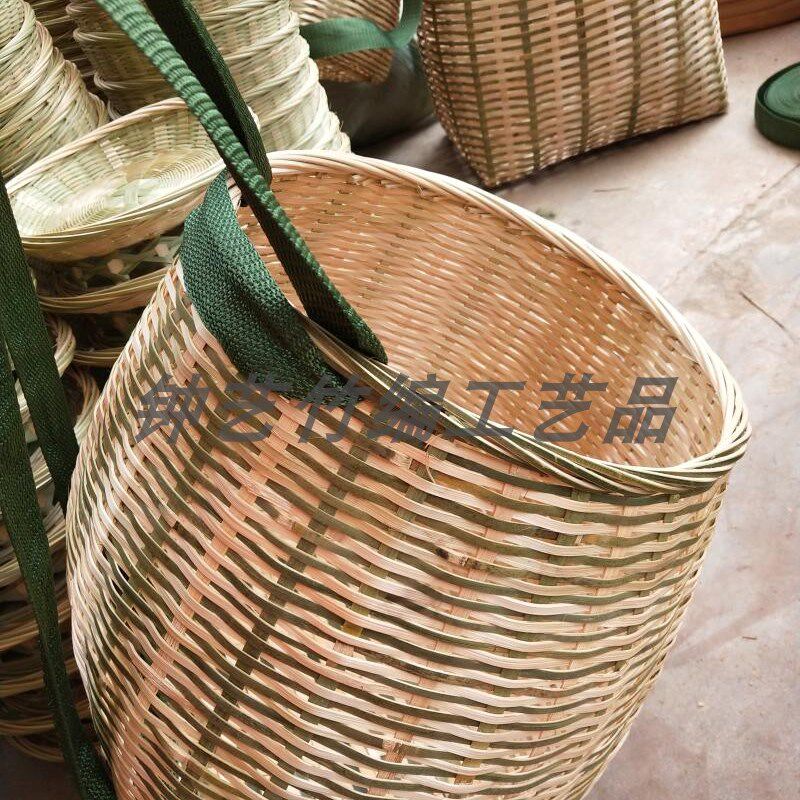 手工竹编鱼篓采摘茶叶篓大竹篮泥鳅竹编水果筐舞蹈道具竹编茶叶筐