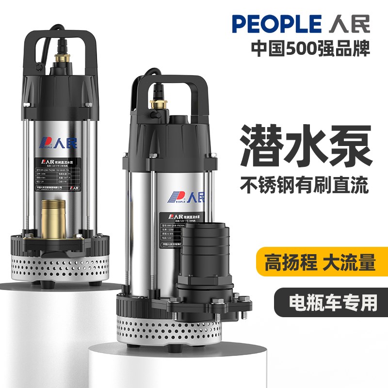 人民直流潜水泵12V2V8V0V72V小型电动车抽水泵农用灌溉抽水机