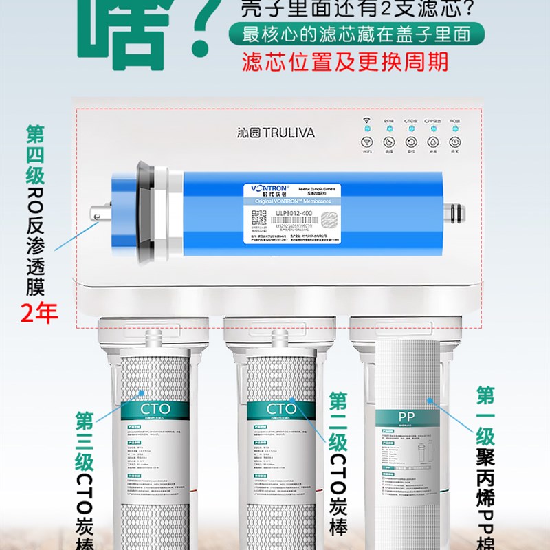 沁园净水器滤芯QR-RL-403A/B/C前三级 KRL3863通用全套四级400GRO