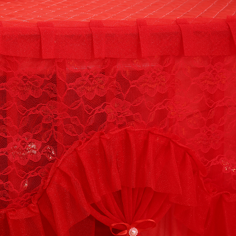 新款布艺婚庆米色蕾丝茶几罩餐桌台布电视柜盖布床头柜长方形客厅