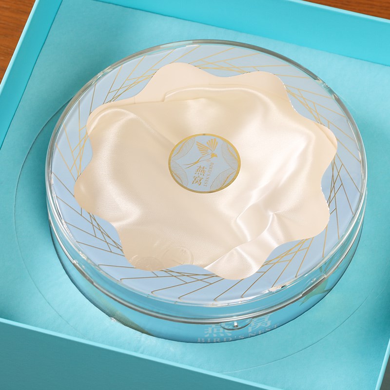 蓝色礼盒燕窝包装盒礼品盒通用礼盒纸盒内圆盒八角盒配袋子盒子