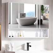 铝合金浴室镜柜门小户型防水置物柜厕所挂墙式 吊柜