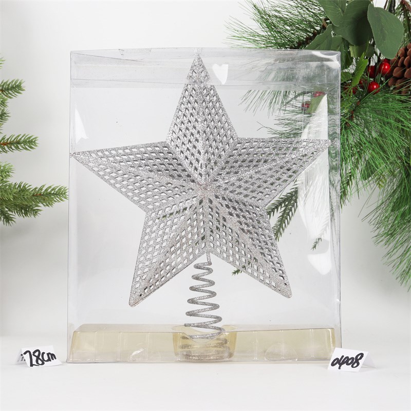 圣诞节装饰用品闪粉金色银色金属氛围树顶星商场橱窗场景顶部布置