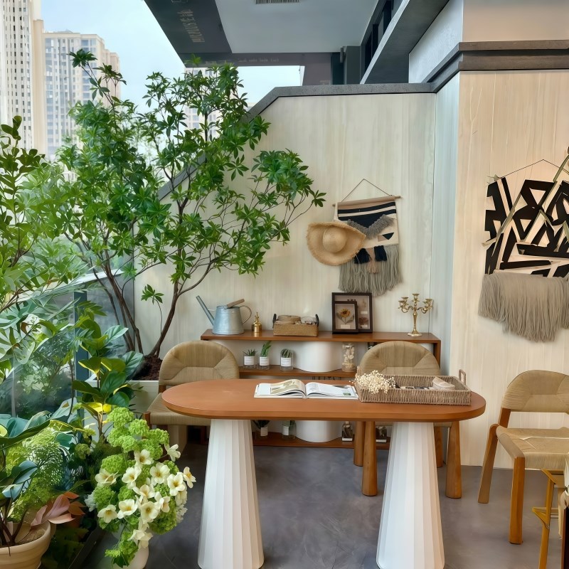 中古风阳台泡茶桌休闲区茶桌椅室外家用小户型阳台泡茶桌茶几