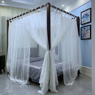 四柱子实木头架子床t老式 定制中式 穿杆蚊帐18m家用单纱床幔15米