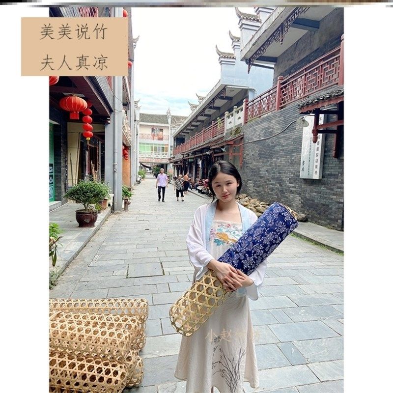竹夫抱枕竹子抱枕手工竹编制竹抱枕凉透气通风降温竹制品枕头