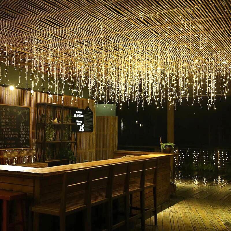 小彩灯闪灯串灯浪漫卧室星星灯婚庆酒楼冰条帘瀑布装饰灯