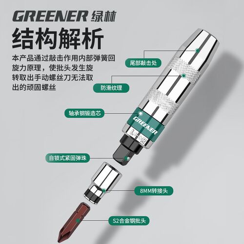 绿林冲击螺丝刀工业级螺丝批撞批头取出器生锈改锥锤击高强度子