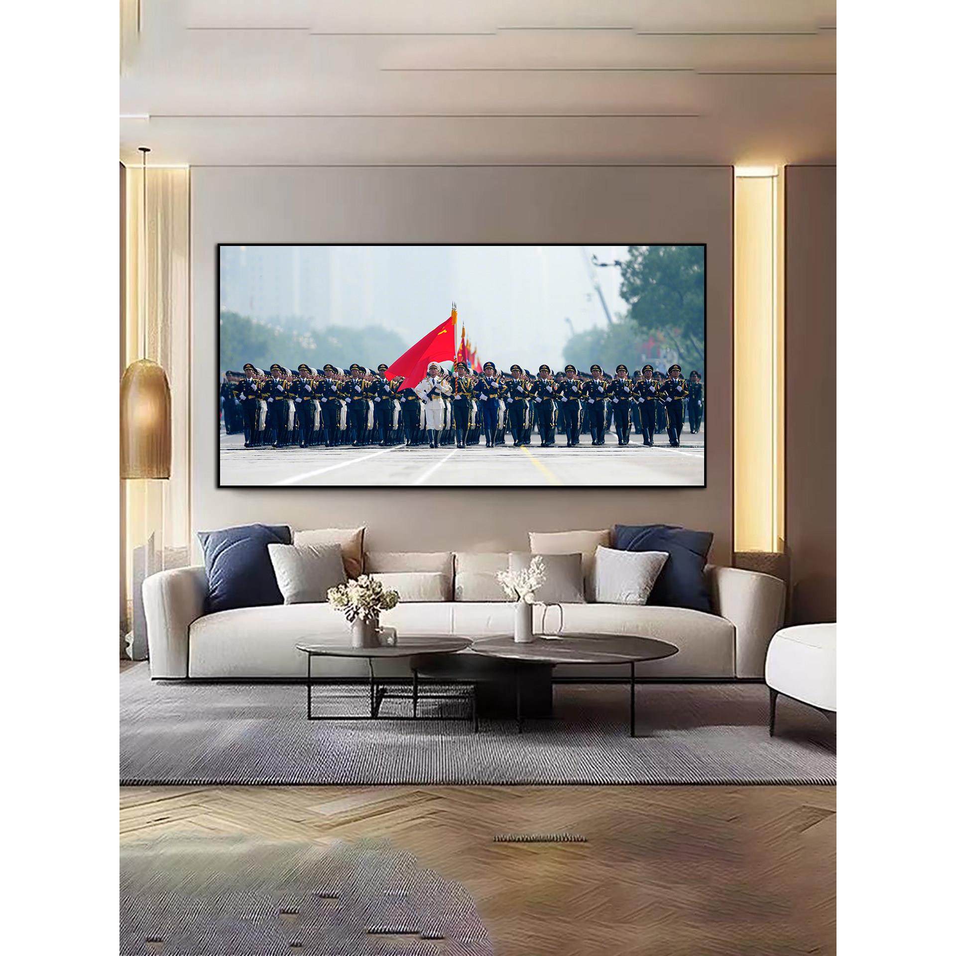 阅兵中国装饰画军迷挂画军人客厅卧室壁画办公室背景墙大气壁画