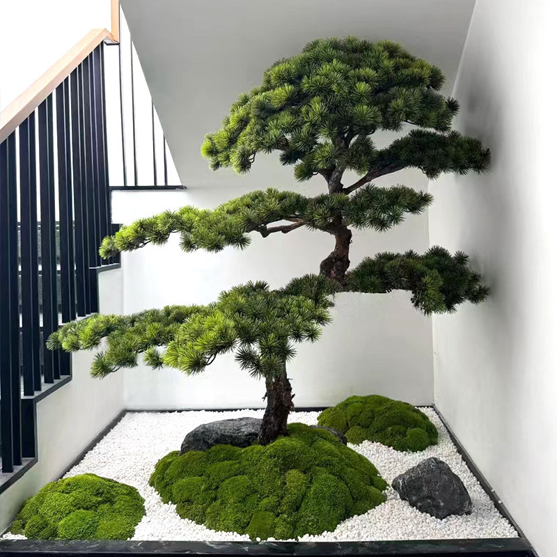 下造景仿真松树迎客松罗汉松假松树商场酒店装饰造型景观