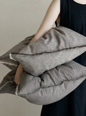 MIL米拉艺术日记侘寂风棉麻抱枕客厅沙发床头灰色系靠枕靠垫