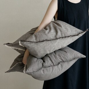 MIL米拉艺术日记侘寂风棉麻抱枕客厅沙发床头灰色系靠枕靠垫