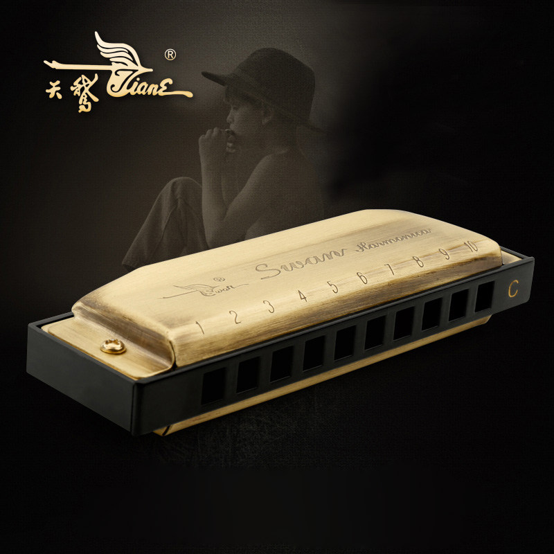 天鹅口琴 孔布鲁斯音 复古调 lue 演奏口琴 W