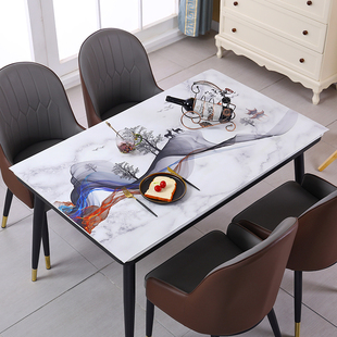 皮革桌布大理石纹防油防水茶几餐桌垫黑色加厚免洗现代麋鹿