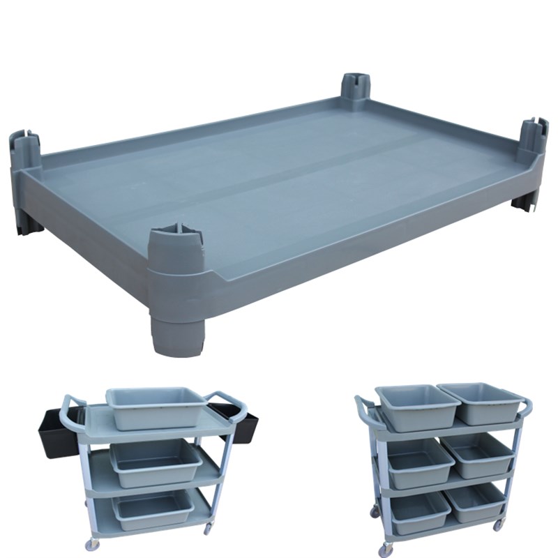 酒店三层塑料手推送餐车推车餐盘具餐厅饭店收碗车收餐车层板