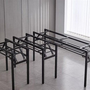 折叠桌架子长条桌支架层单层铁架桌子腿折叠铁艺桌架白色架