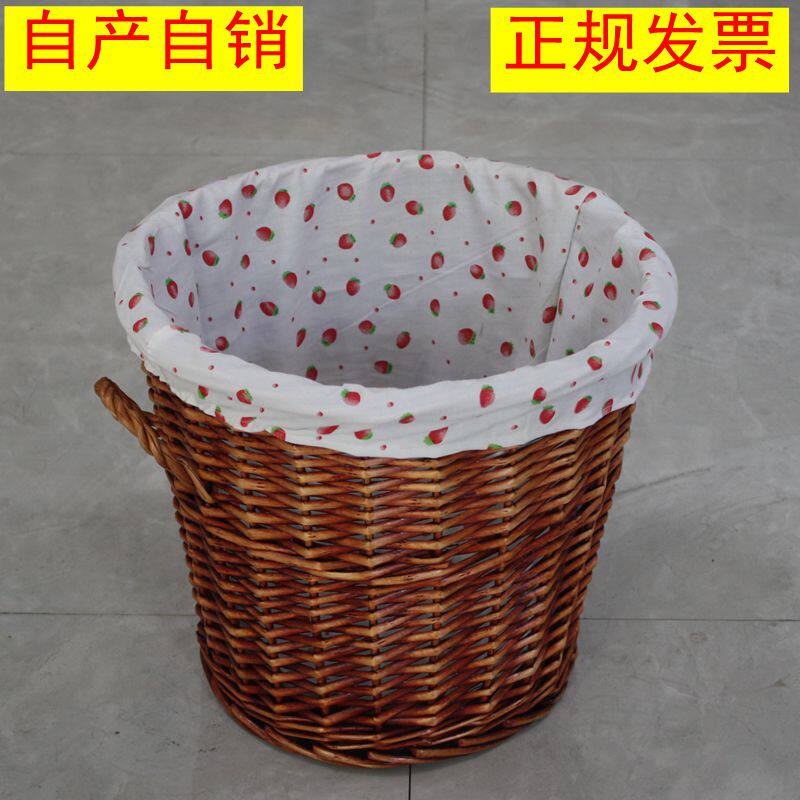 藤编垃圾桶纸篓圆篓圆形筒型脏衣篓废纸篓手工编织篓带把手柳编竹
