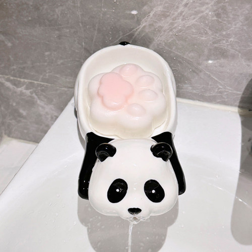 创意熊猫肥皂盒沥水香皂盒爱积水皂碟