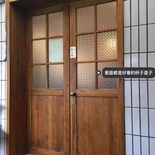 推拉门卧室门平门中古风实木门商铺门民宿门室内门