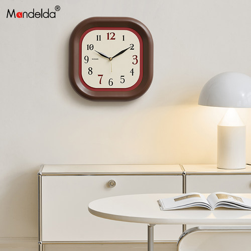 Mndeld免打孔钟表挂钟客厅家用复古奶油风创意时钟挂墙