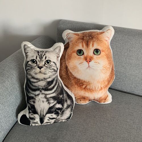 宠物抱枕猫头靠垫猫咪动物异形自制狗印照片枕