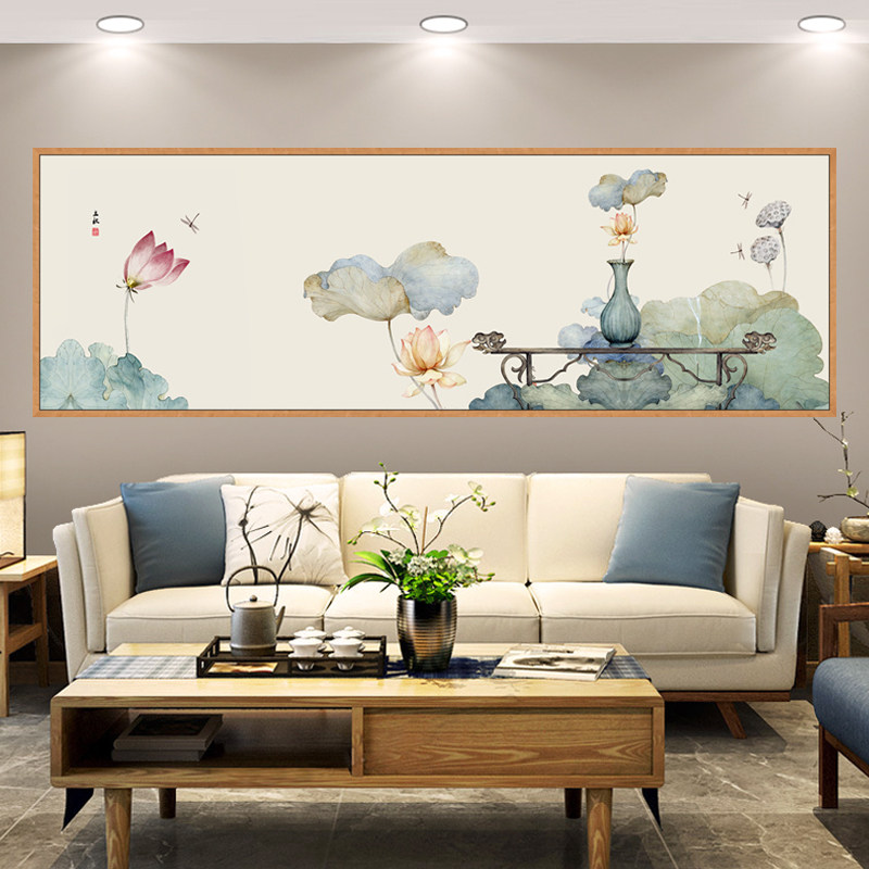 画墙新荷客厅沙发装饰卧室床头背景墙横幅自粘壁画纸