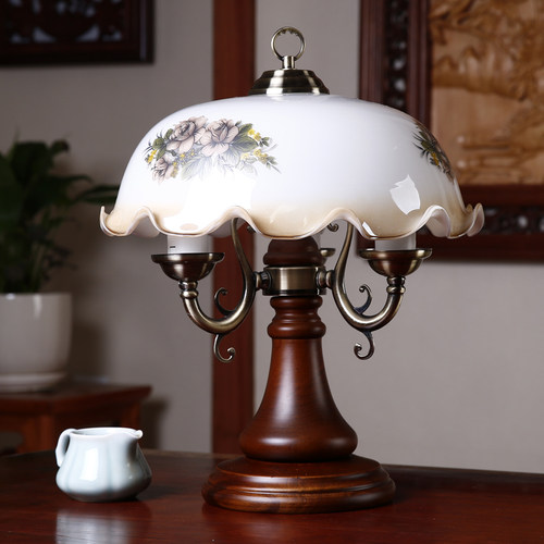 宇磊复古民国乡村大号实木中式卧室床头酒店客厅温馨装饰台灯