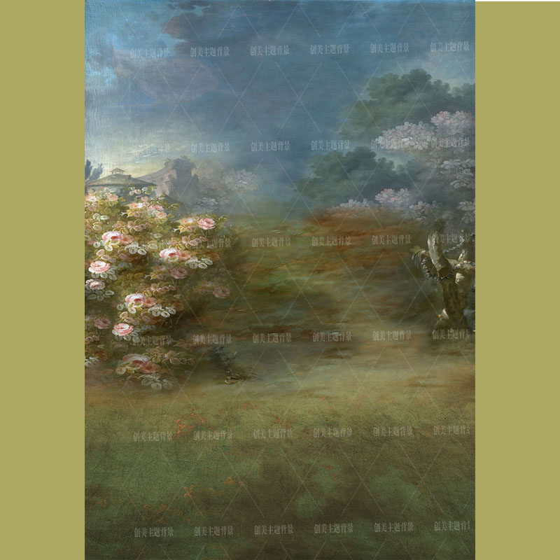 影楼森林梦幻风景油画背景儿童手绘油画布背景影楼喷绘油画风背景