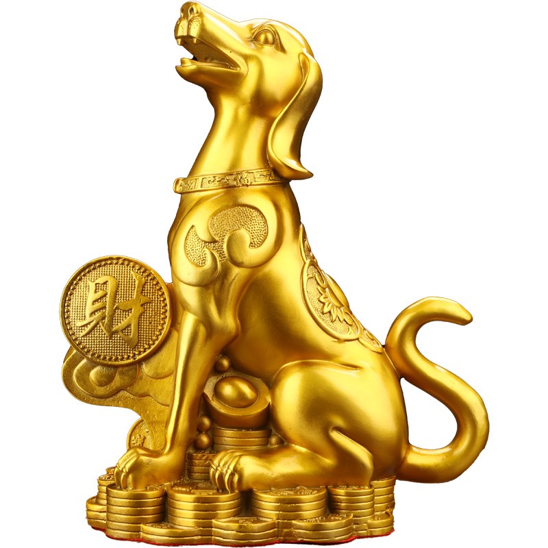 铜狗摆件黄铜财狗吉祥物十二生肖狗客厅办公室补西北缺角铜狗大号