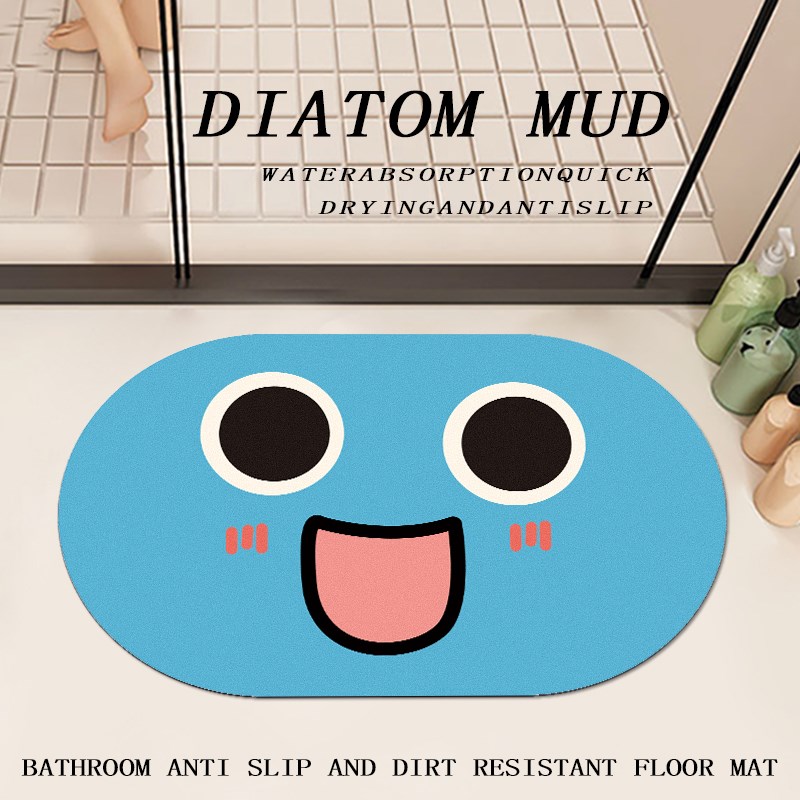 简约趣味表情入户家用浴室门口防滑垫软硅藻泥洗手间进门吸水地垫