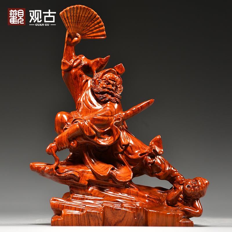 梨实木雕刻天师钟馗福神像红木家居客厅玄关装饰工艺品送礼