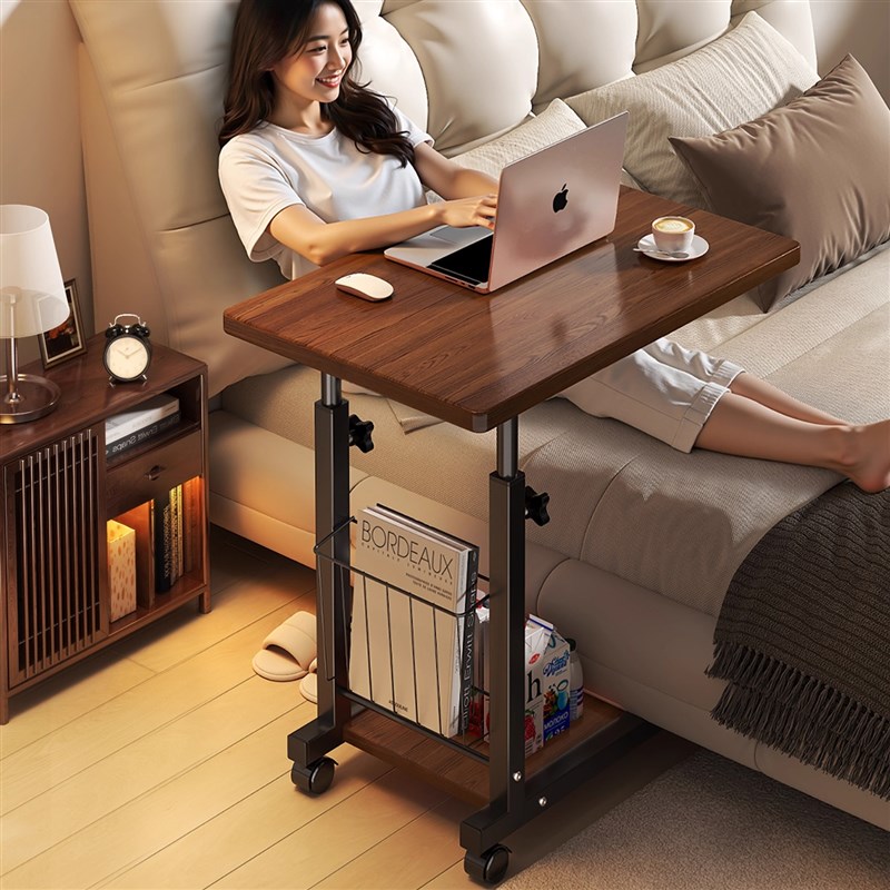 拜浦小户型可移动升降床边桌升降工作台办公电脑桌子简易学习写字