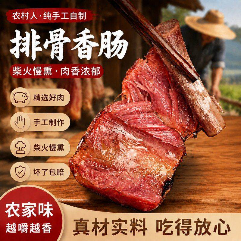 买一送一腊香肠排骨四川重庆正宗烟熏腊味手工灌土特产地方特色