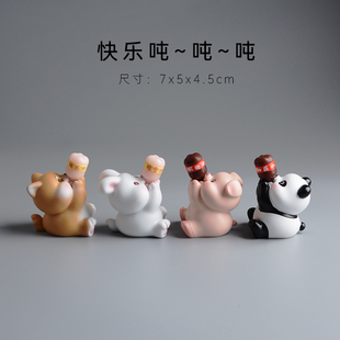 兔子吨吨吨可爱摆件家居饰品车载中控台柴犬减压创意车饰