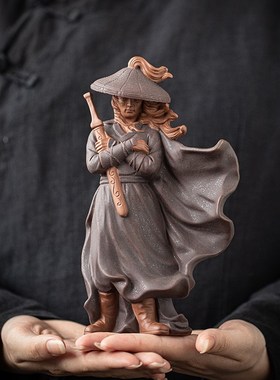 江湖侠客陶瓷摆件禅意古风人物工艺品家居博古架景观造景装饰摆设