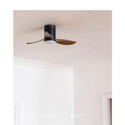 Lynns立意 北欧胡桃木色风扇灯客厅卧室原木风一体led书房餐厅灯